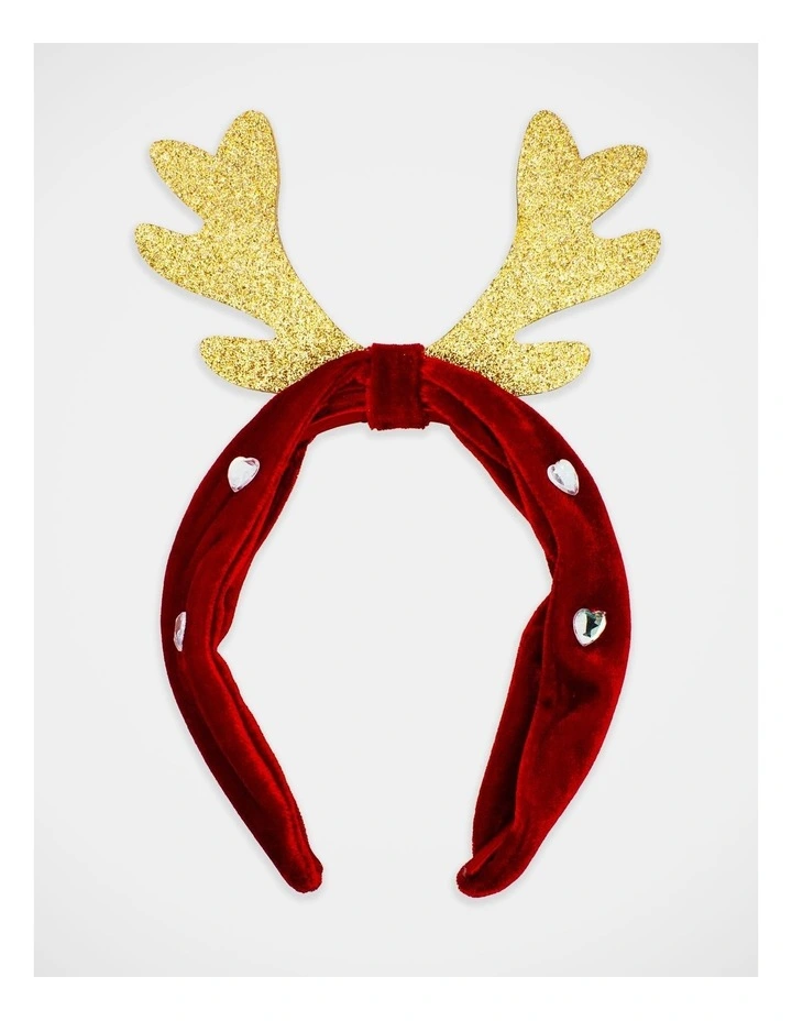 Christmas My Reindeer Velvet Alice Band in Multi image 1