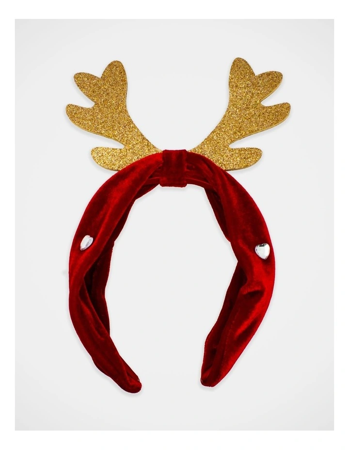 Christmas My Reindeer Velvet Alice Band in Multi image 3