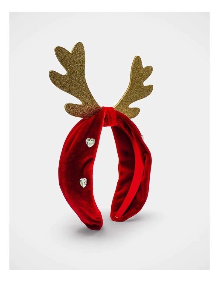 Christmas My Reindeer Velvet Alice Band in Multi image 4