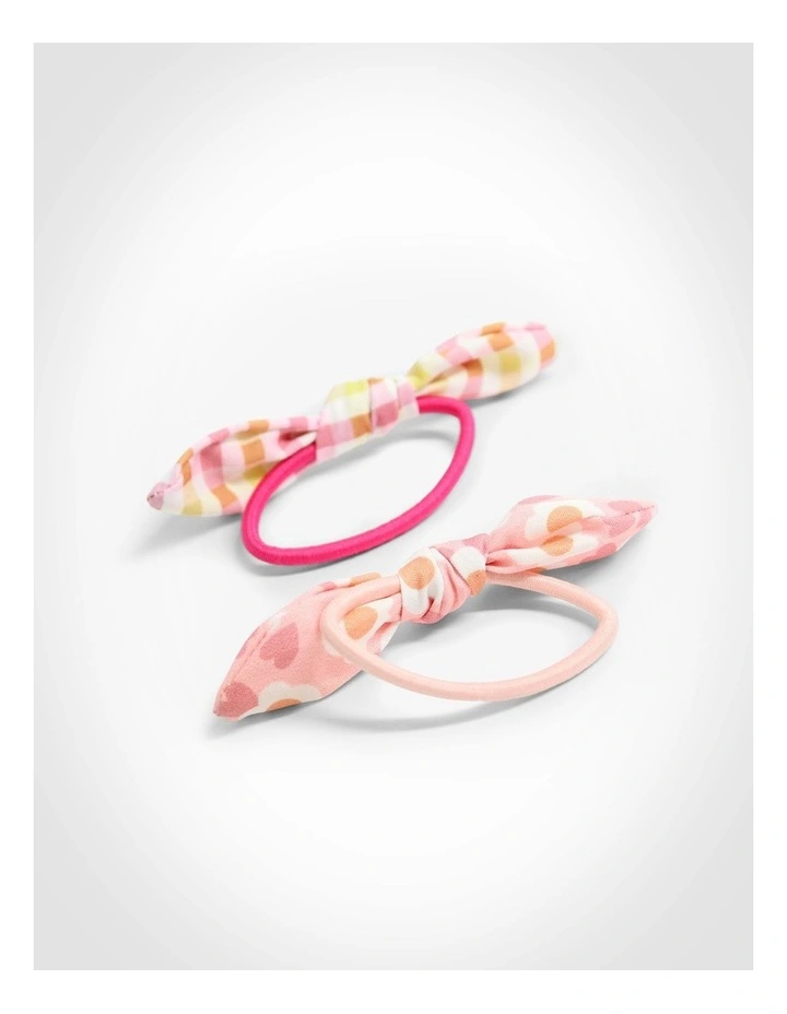 Gingham Floral Hairtie 4 Pack in Multi image 4