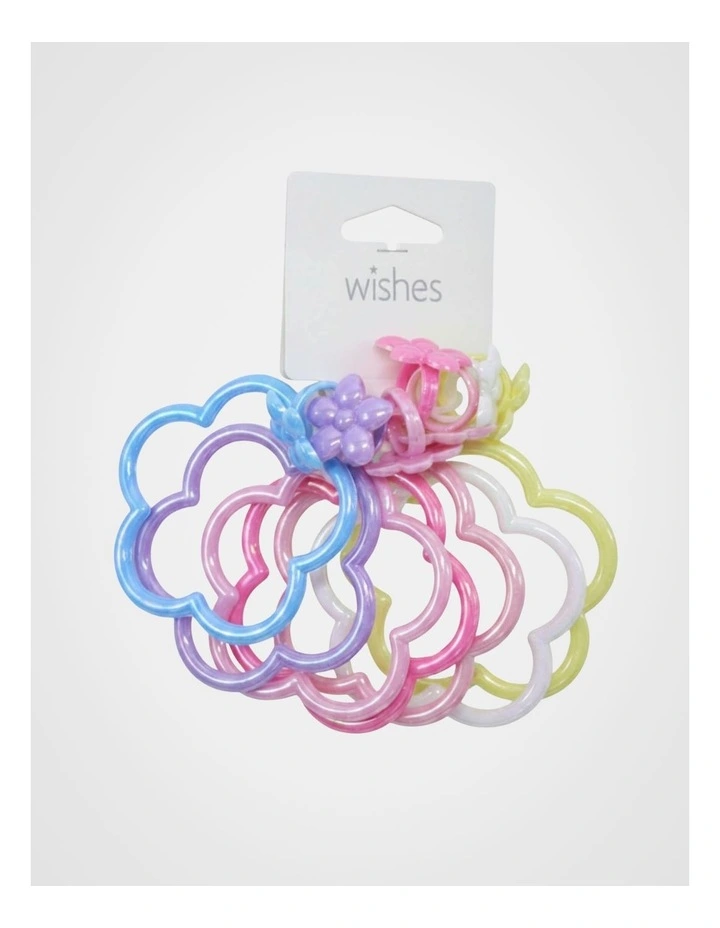 Flower Shaped Bangle and Ring 7 Pack in Multi image 1