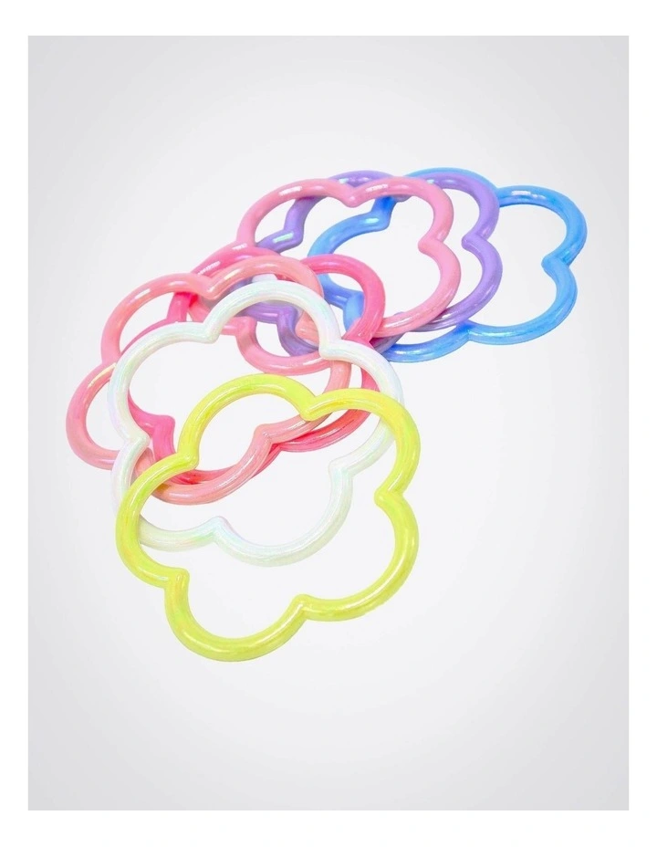 Flower Shaped Bangle and Ring 7 Pack in Multi image 2