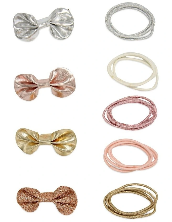Bow Hairtie & Hairclip Set in Multi image 1