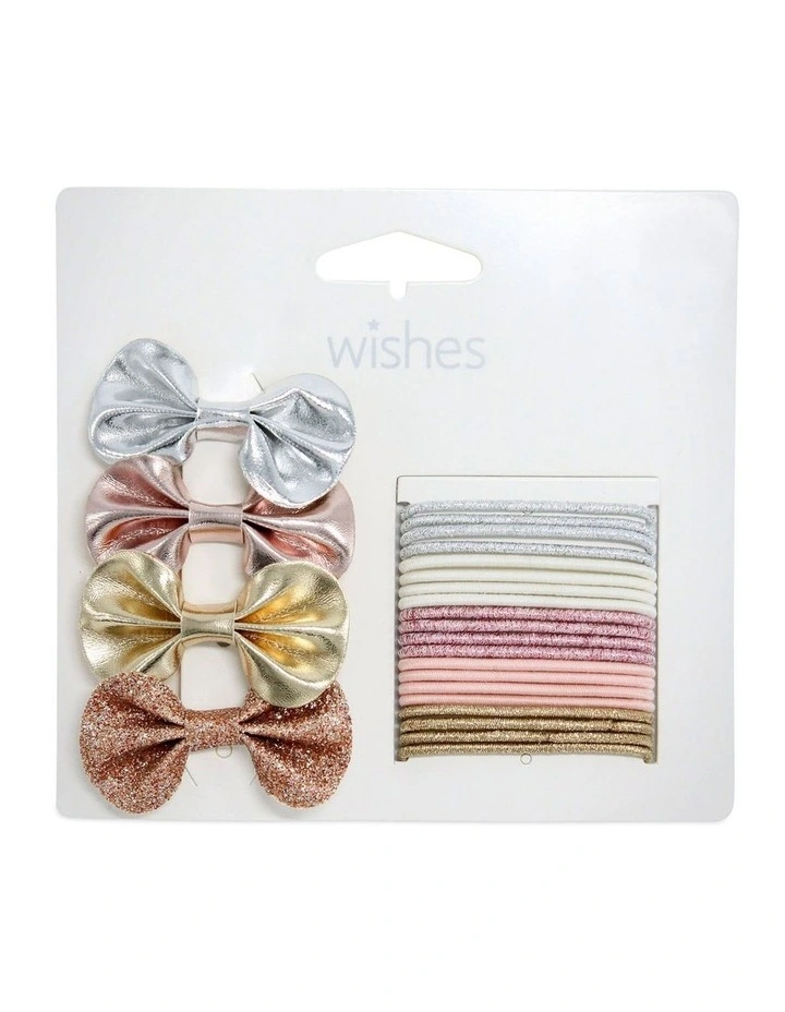 Bow Hairtie & Hairclip Set in Multi image 2