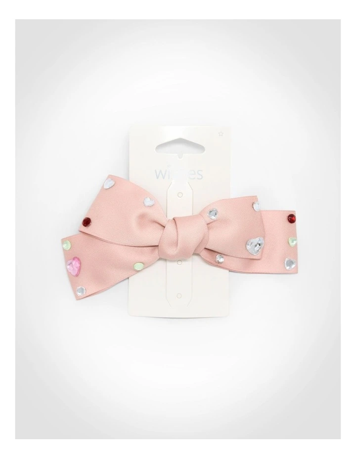 Pink Bow Beret Clip in Multi image 2