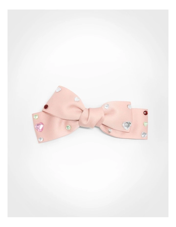 Pink Bow Beret Clip in Multi image 3