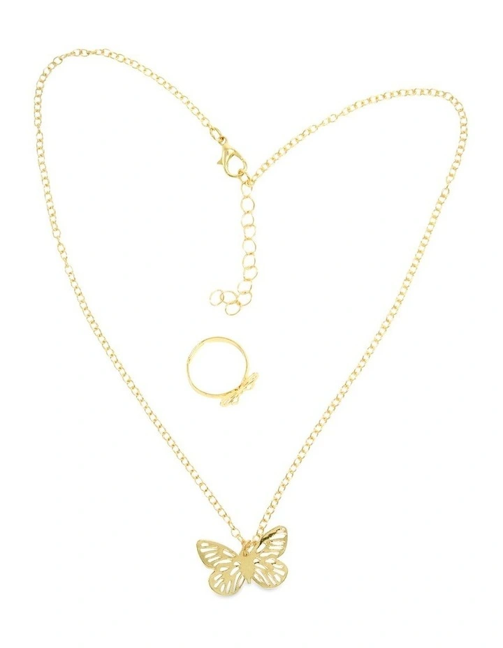 Gold Metal Butterfly Jewel Set in Multi image 5