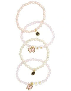 Bff Butterfly Beaded Bracelt Pack Of 5 in Multi