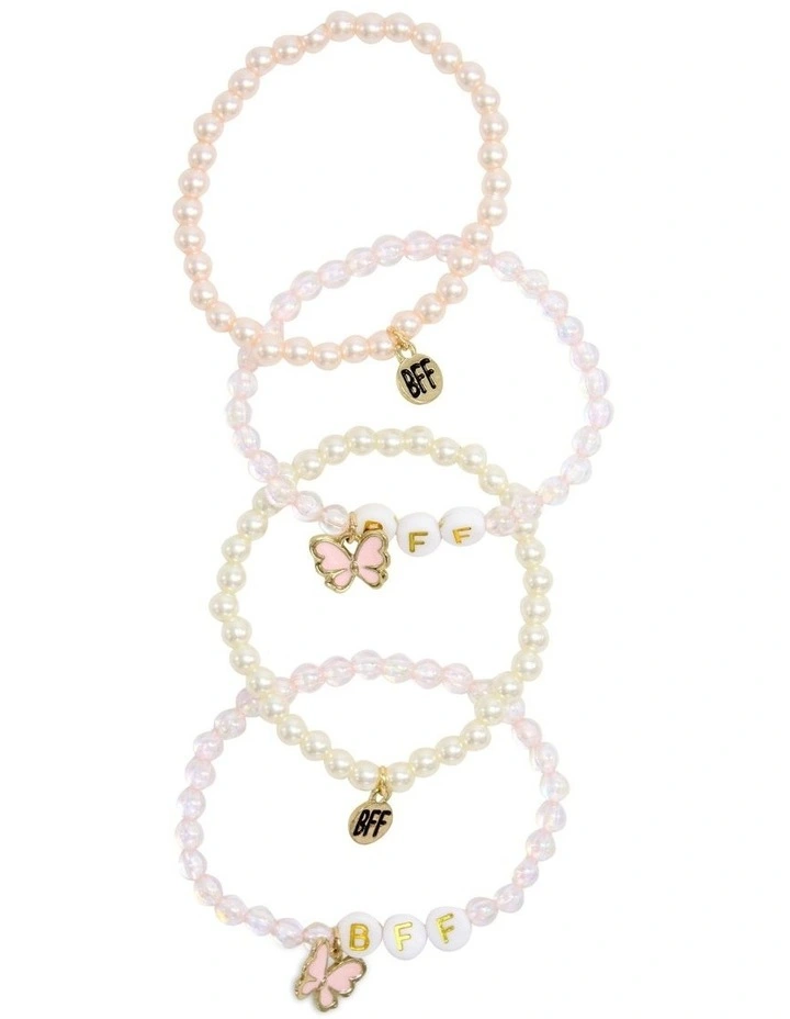 Bff Butterfly Beaded Bracelt Pack Of 5 in Multi image 1