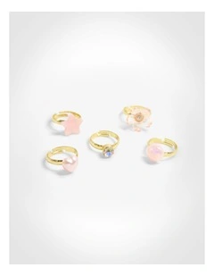 Butterfly Ring Pack Of 5 in Multi