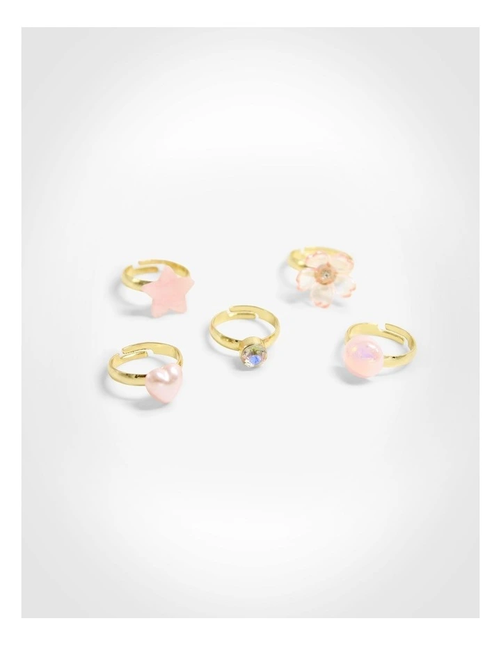 Butterfly Ring Pack Of 5 in Multi image 1