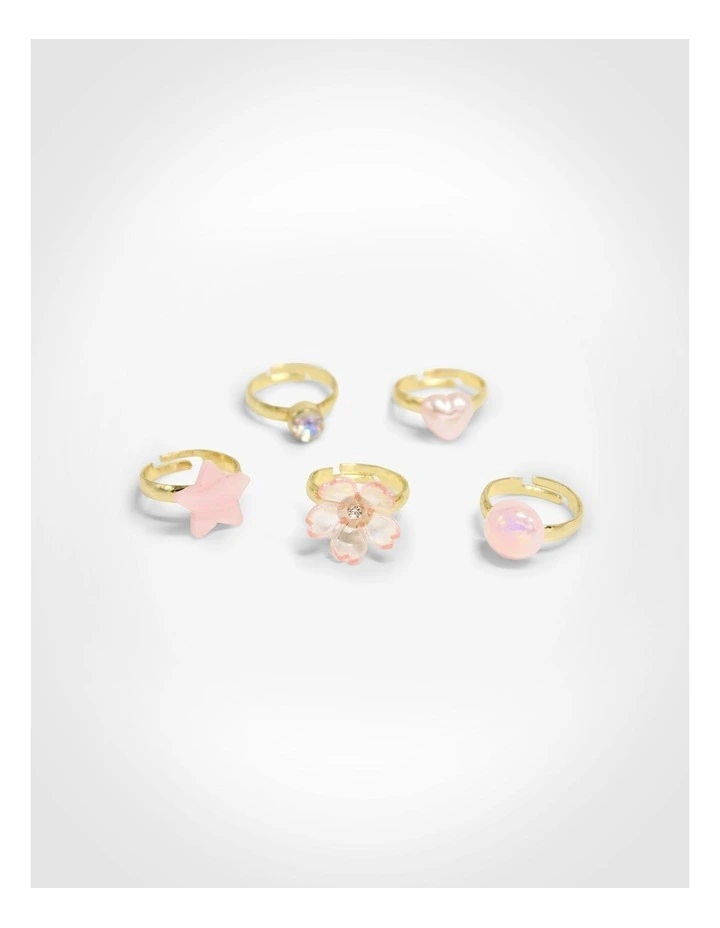 Butterfly Ring Pack Of 5 in Multi image 4