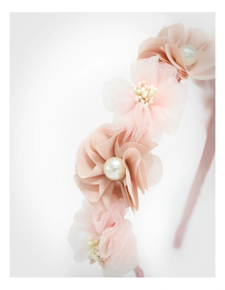 Pink Pearl Floral Aliceband in Multi image 3