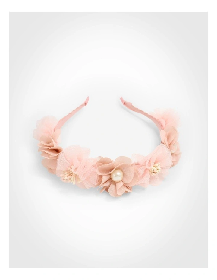 Pink Pearl Floral Aliceband in Multi image 4