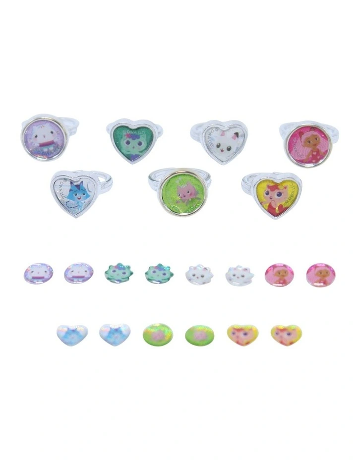 7 Day Stick-on Earrings & Ring Set in Multi image 2