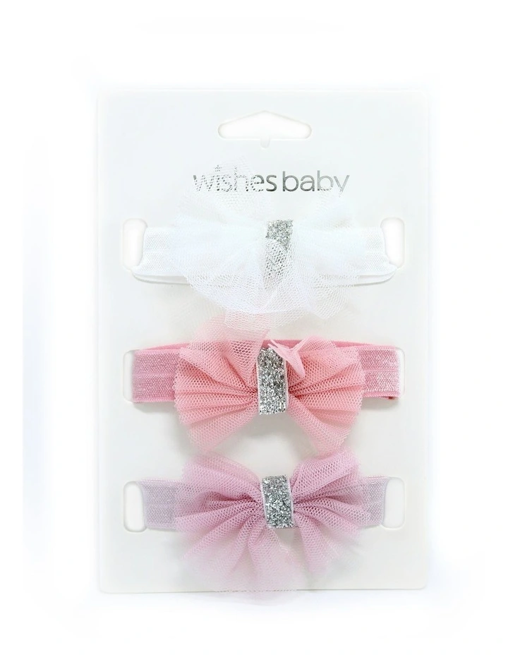 Tulle Bows Headbands 3 Pack in Multi image 2