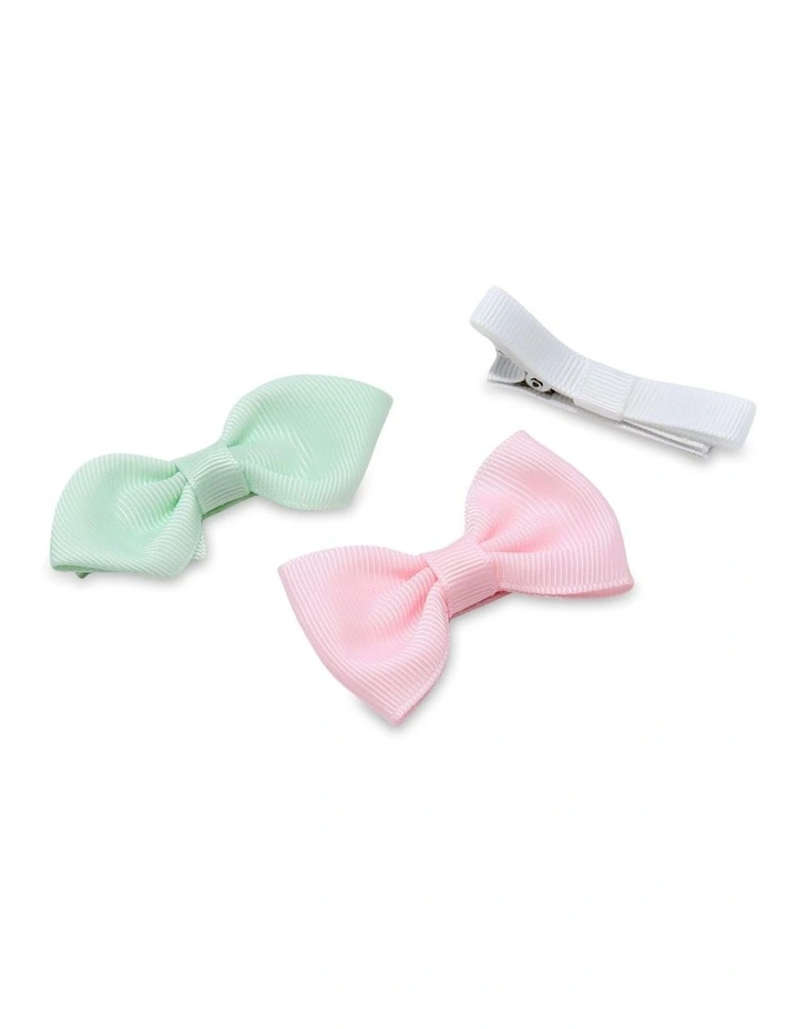 Bow Clip & Hair Wrap Pack Of 7 in Multi image 3