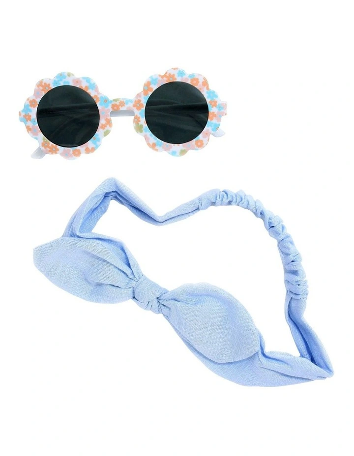 Bow Headband & Floral Sunglasses in Multi image 1