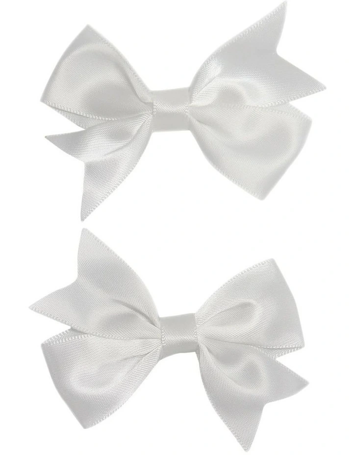 Bow Hair Clip Pack Of 2 in White image 1