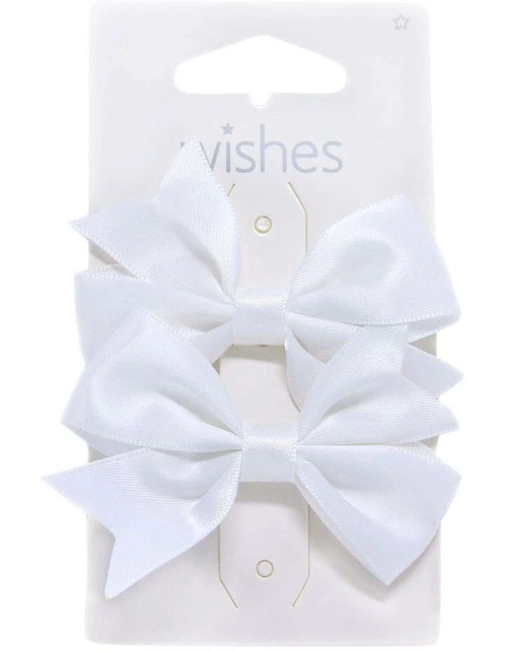 Bow Hair Clip Pack Of 2 in White image 2