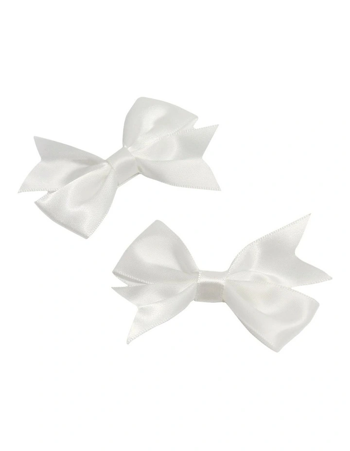 Bow Hair Clip Pack Of 2 in White image 4