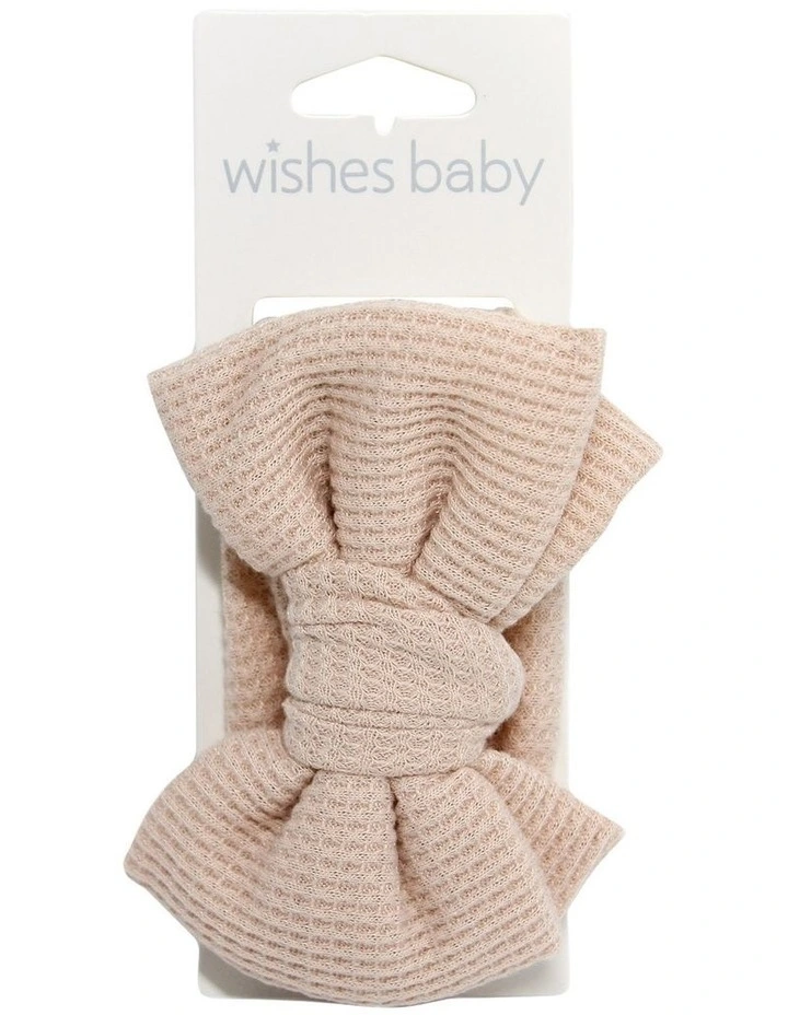 Waffle Bow Headband in Beige image 2