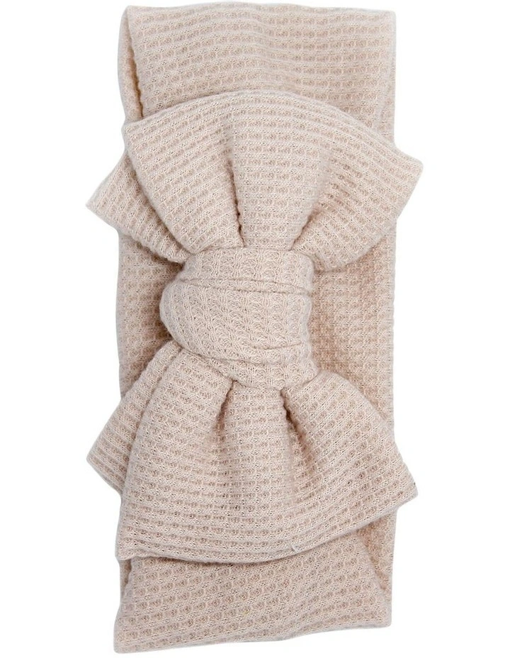Waffle Bow Headband in Beige image 4