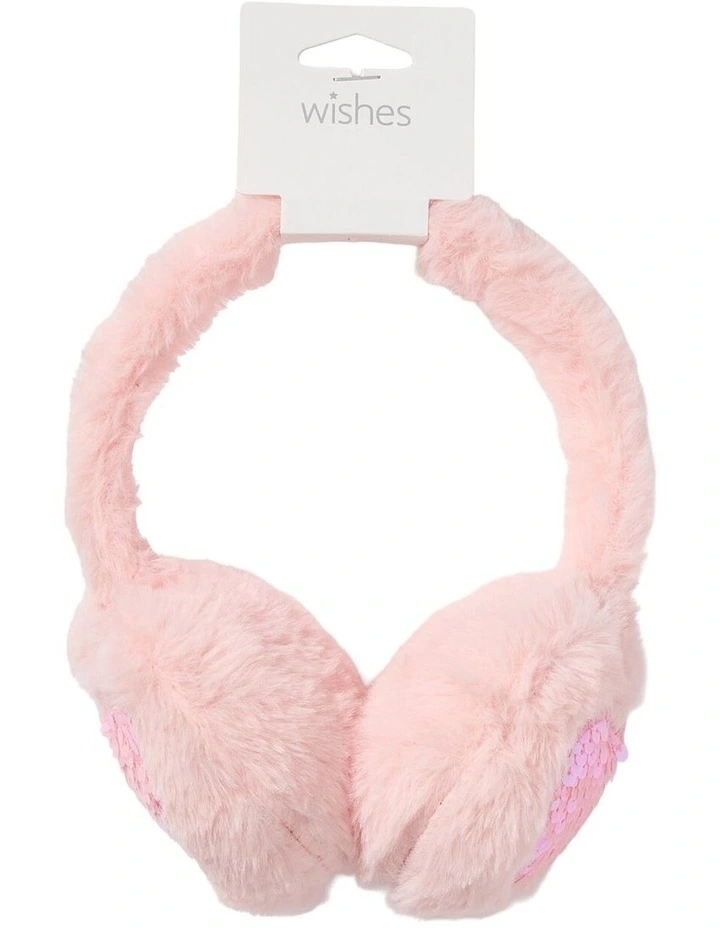 Sequin Heart Earmuffs in Pink image 2