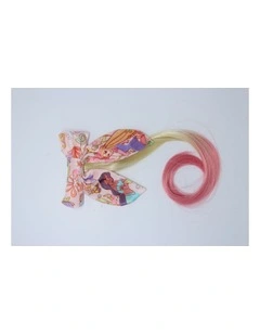 Princess Bow Hairclip With Fake Hair in Multi