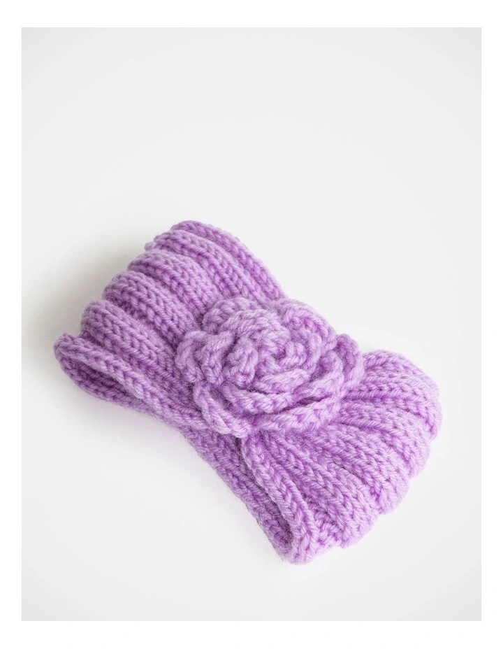 Knit Flower Headband in Lilac image 2