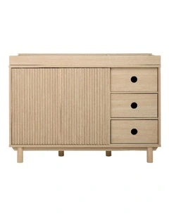 Oska Wide 3 Drawer Dresser Changer in Oak