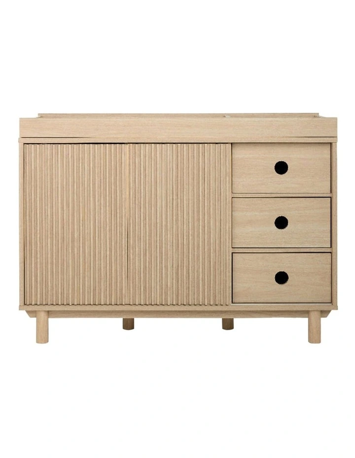 Oska Wide 3 Drawer Dresser Changer in Oak image 1