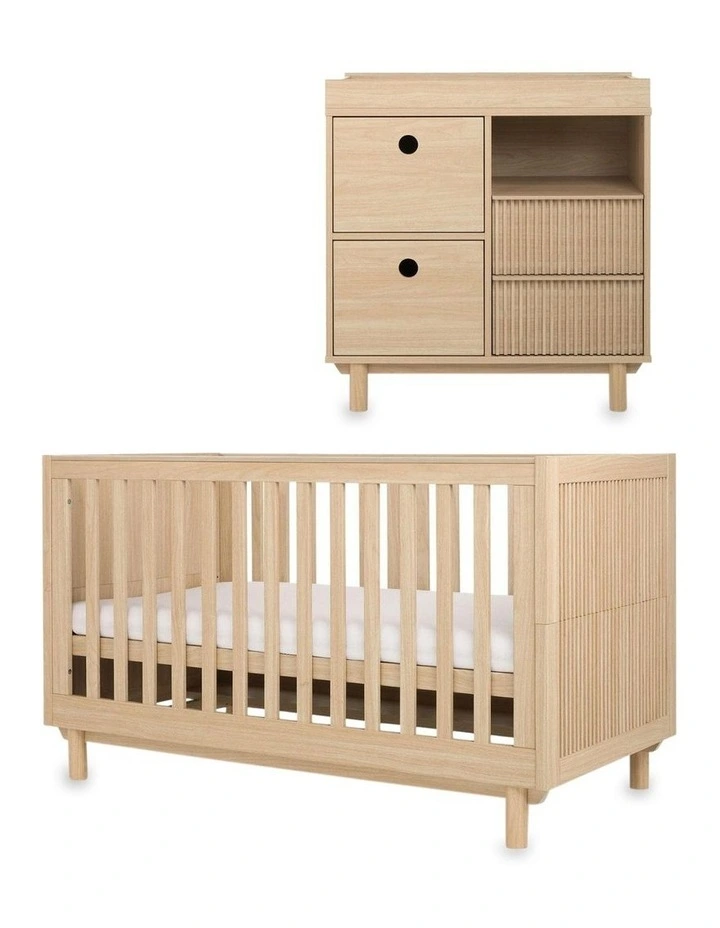 Oska Cot bed/2 Drawer Dresser Bundle in Natural Oak image 1