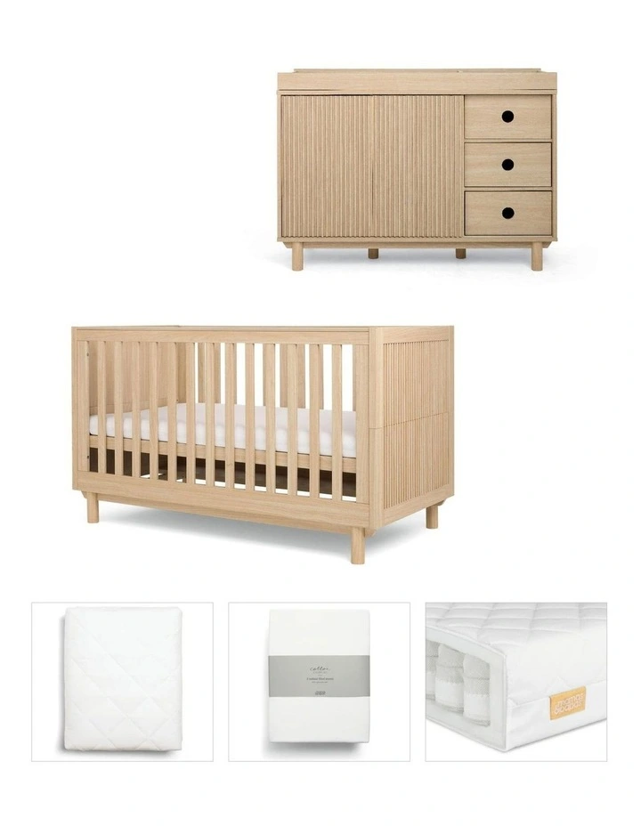 Oska Cot and Dresser 5 Pieces Bundle in Oak image 1