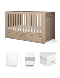 Franklin Cotbed Bundle With Essential Spring Cotbed Mattress 4 Pieces in Light Oak