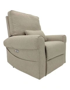 Deluxe Electric Linen Reclining Glider Feeding Chair in Oatmeal
