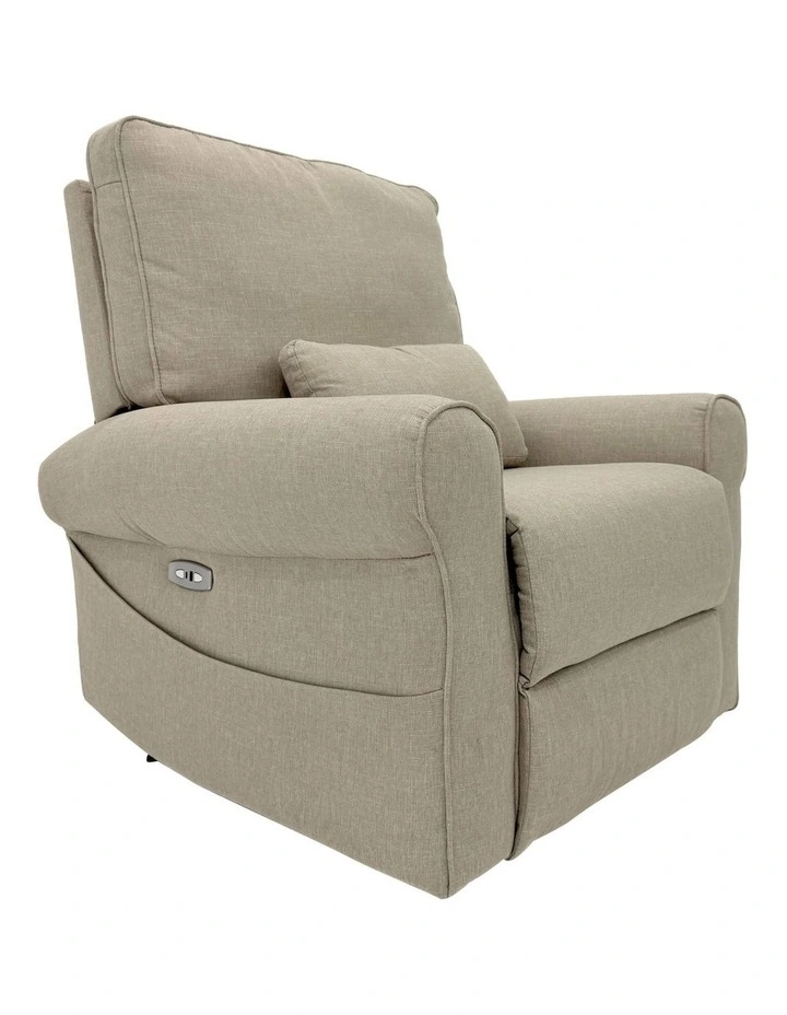 Deluxe Electric Linen Reclining Glider Feeding Chair in Oatmeal image 1