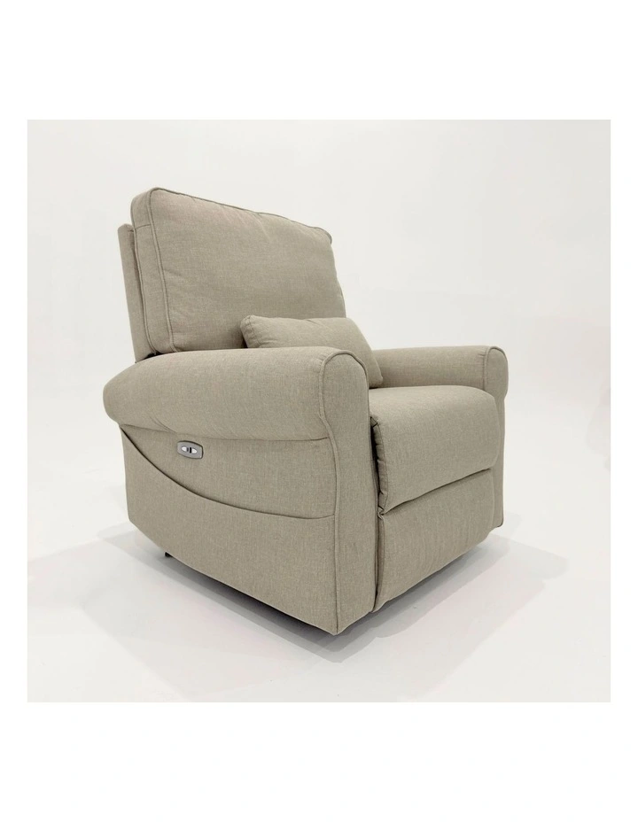 Deluxe Electric Linen Reclining Glider Feeding Chair in Oatmeal image 1