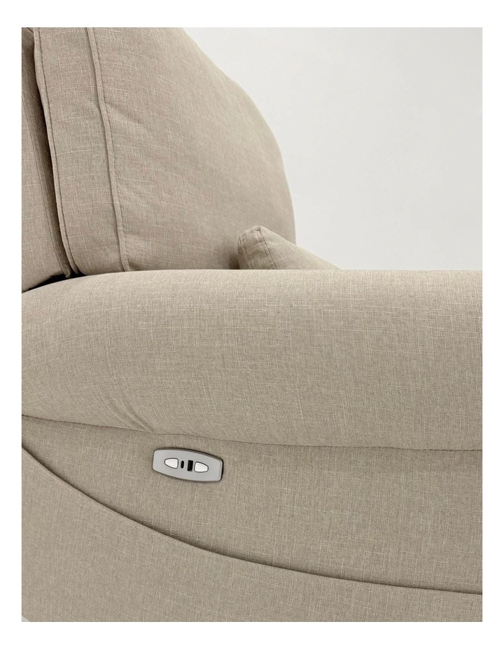 Deluxe Electric Linen Reclining Glider Feeding Chair in Oatmeal image 2