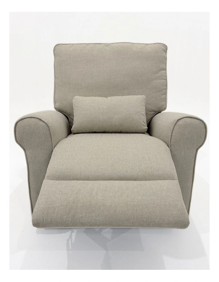 Deluxe Electric Linen Reclining Glider Feeding Chair in Oatmeal image 4