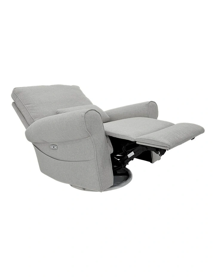 Deluxe Electric Linen Reclining Glider Feeding Chair in Light Grey image 3