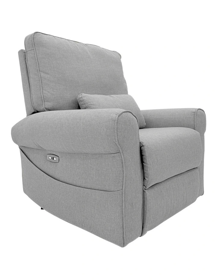 Deluxe Electric Linen Reclining Glider Feeding Chair in Light Grey image 4
