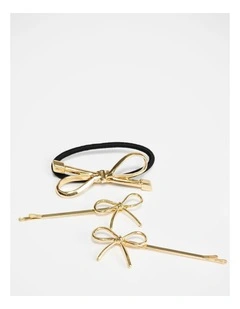 Gold Bow Hair Accessories Set of 3