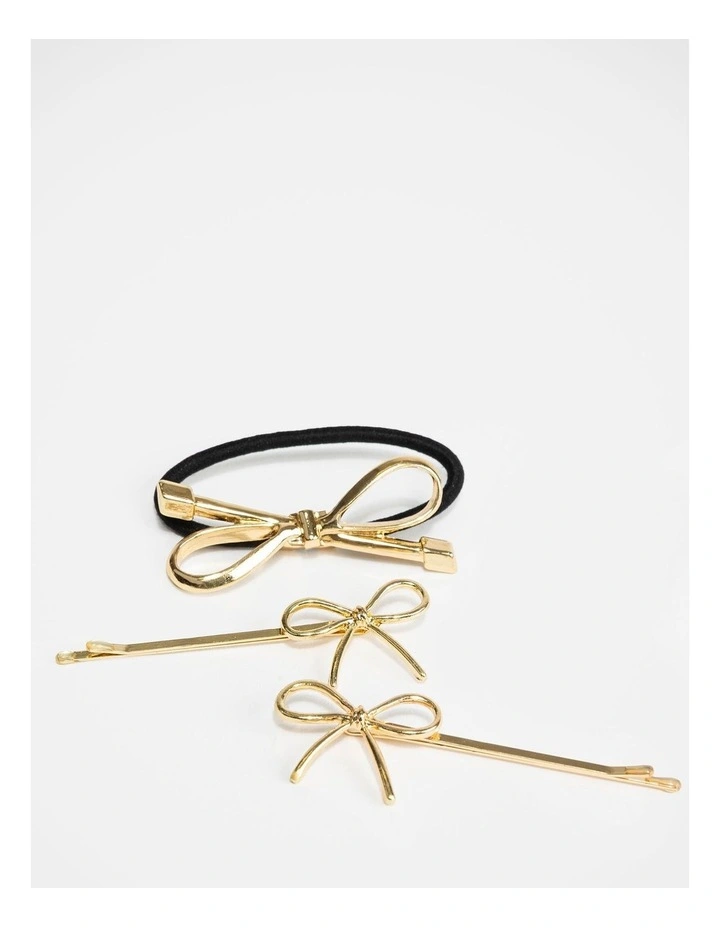 Gold Bow Hair Accessories Set of 3 image 1