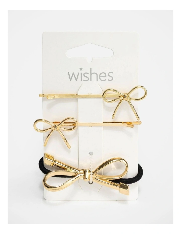 Gold Bow Hair Accessories Set of 3 image 3