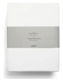 Cotbed Fitted Sheets 2 Pack in White