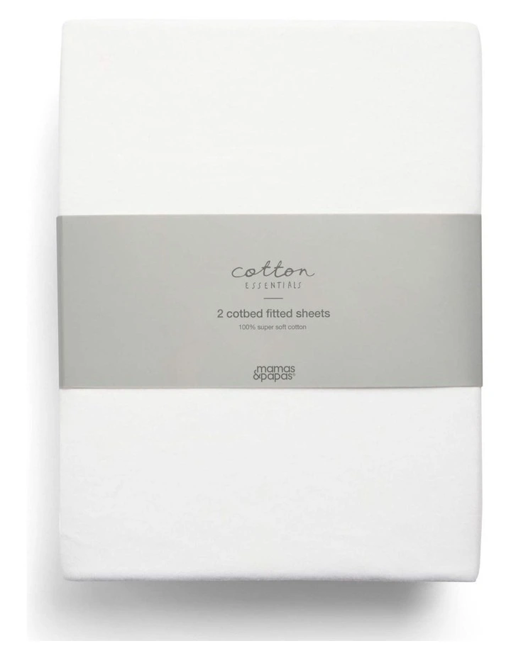 Cotbed Fitted Sheets 2 Pack in White image 1