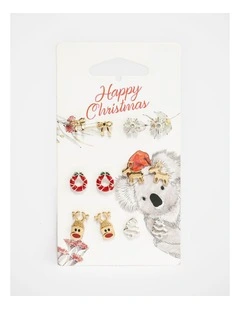 Christmas Stud Earrings Set of 6