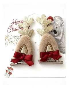 Reindeer Antler Hair Clip Set