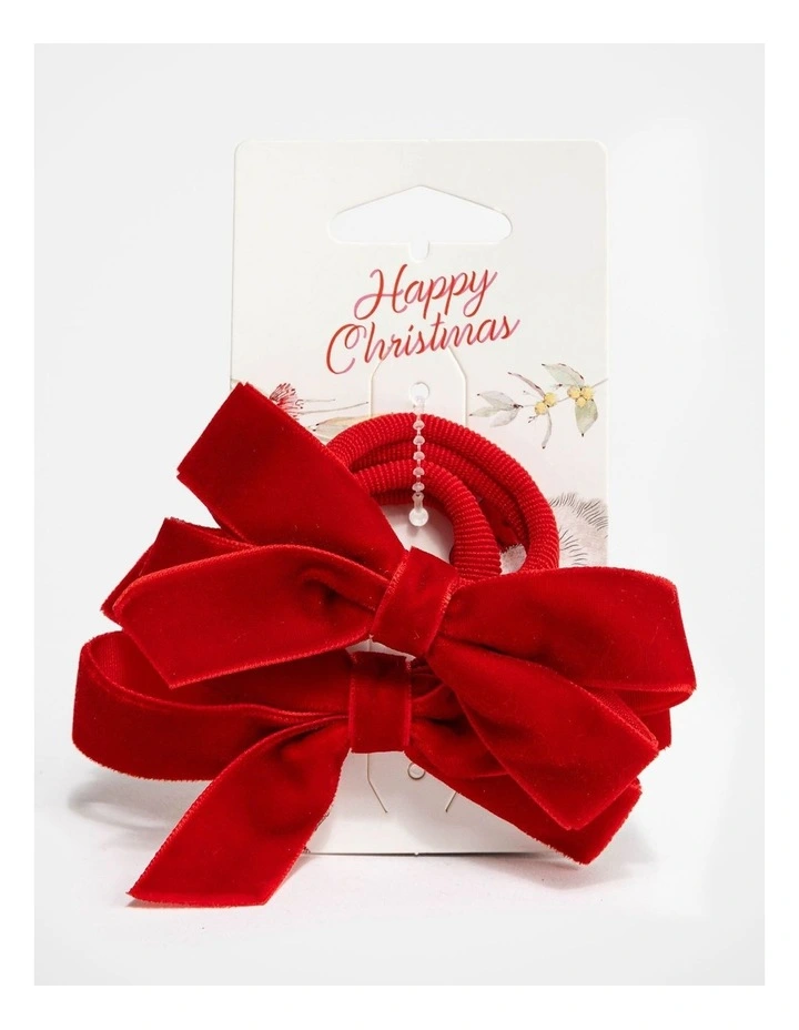 Velvet Bow Hair Tie Set of 2 image 1